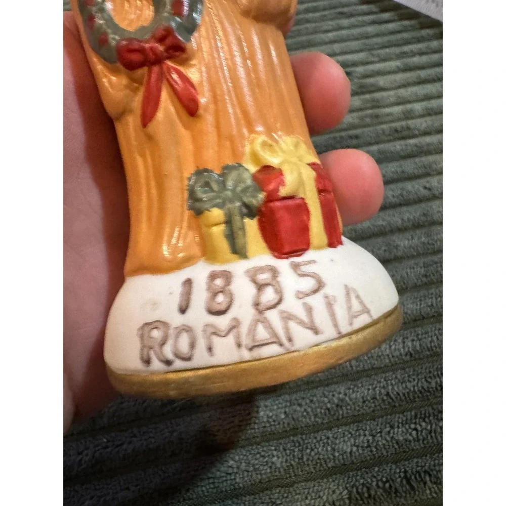 Vintage Santa Claus Figurine‎ 1885 Romania Ceramic Christmas Tree Wreath Gifts